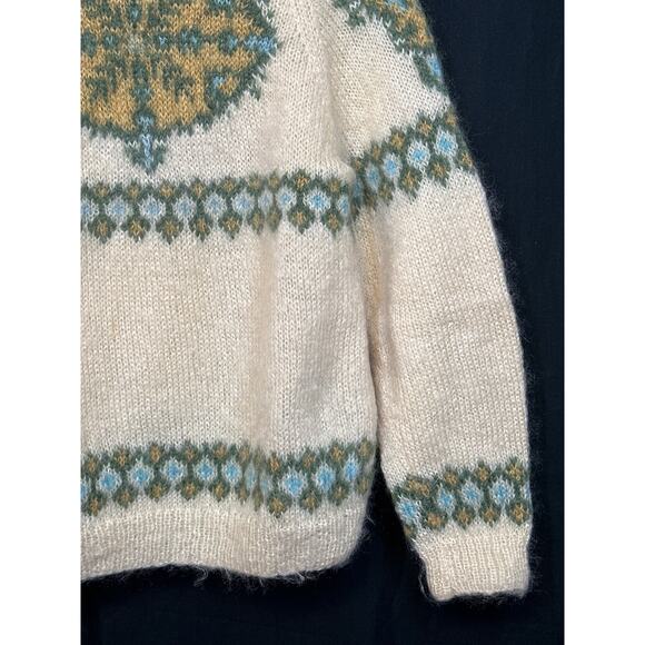WOOL VTG Sweater M/L Fuzzy Geometric Swedish Ski Gorpcore Streetwear Preppy - Picture 3 of 16